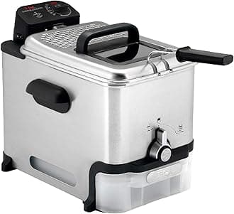 T-fal 3.5L Stainless Steel Deep Fryer with Basket for Home Use, 1700W, Deep Fryer with Oil Filtration, Temp Control, Digital Timer