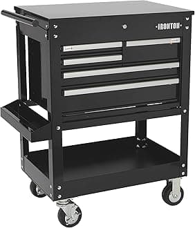Ironton 30in. 5-Drawer Mechanic's Tool Cart - 33-7/8in.L x 17-5/8in.W x 39-1/8in.H, 700-Lb. Capacity
