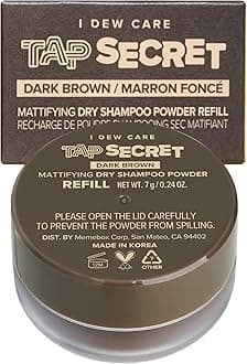 I DEW CARE Biotin Clarifying Dry Shampoo - Tap Secret Dark Brown Refill | Strengthening & Volumizing, Powder Type, Refillable, Travel size, Non-aerosol, Korean Ginseng, Gifts For Women, 0.28 Oz