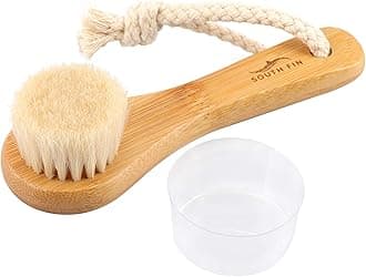Facial Cleansing Brush, Natural Horsehair Exfoliator Face & Body Brush Wooden Handle, Dry Soft Brush for Smooth Radiant Skin, Lymphatic Drainage, Unclogging Pores, Reduce Swelling, Removing Blackhead