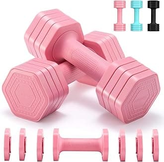 EQUIPRO Adjustable Dumbbell Set, 4 in 1 Free Weights Dumbbells Set for Women, Weights for Women at Home, 2lb 3lb 4lb 5lb with TPU Soft Rubber Handle for Home Gym Exercise Training