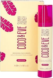 Coco & Eve Sunny Honey Bronzing Face Drops (Medium Glow), Natural Self Tanning Face Drops. Hydrating Hyaluronic Acid. Indoor Sunless Moisturizing Self Tanner (30ml)