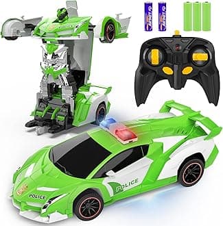 FDJ Remote Control Car - Transform RC Cars, 2.4Ghz 1:18 Scale Transforming RC Drift Car with Flashing Lights, One Key Deformation 360 Degree Rotating Drifting Remote Control Car for Boys Age 4-7 8-12