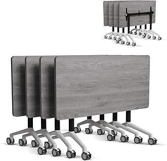 6-8 Person Conference Table Folding Conference Table for Office,Training, Seminar,Schools Modern Wood Conference Meeting Room Table Large Rectangular Conference Room Tables (6, Grey, 63in)