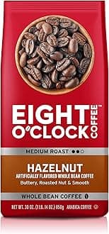Eight O'Clock Coffee Hazelnut, Medium Roast Whole Bean Coffee, 30 Ounce (Pack of 1), Buttery, Smooth & Nutty, 100% Arabica