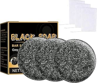 TPTAL Gray Hair Reverse Bar,Black Soap for Gray Hair Coverage,Natural Hair Darkening Shampoo Bar,Fast Natural Black Hairs Shampoo BarSoap,Deep Clean & Scalp Care for Men Women(3Pcs)