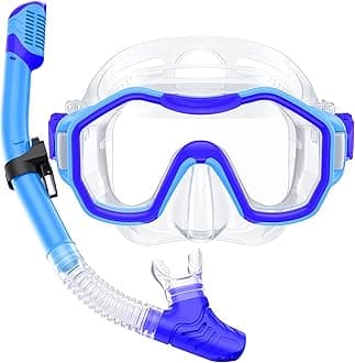 Snorkeling Gear for Adults Kids, Dry-Top Snorkel Set, 180°Panoramic Wide View Diving Mask Breathing Freely Snorkel Mask for Snorkeling Scuba Diving Swimming Travel