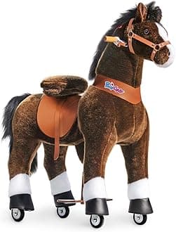 PonyCycle Mechanical Ride On Pony Hobby Horse Toy with Wheels Classic Model U Plush Walking Animal Rideable Horse for Older Big Kids Ages 7 to adults Indoor Outdoor Riding Horse Toy Chocolate Ux521