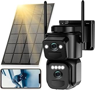 BEENOCAM Dual Lens 4K Solar Security Camera Wireless Outdoor, 2.4g & 5g WiFi, 360°PTZ Rotating Cam and 110° Fixed Cam 2-in-1 for Home Security with Color Night Vision,2-Way Audio, Light Alarm, IP66