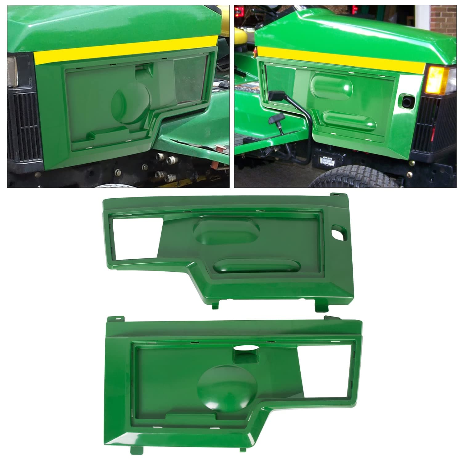 ECOTRIC Pair Side Panel Screen Kit Green Left & Right Side Compatible with John Deere 415 425 445 455 Replacement for Part Number AM128982 AM128983