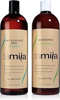 damilaSalt & Sulfate Free Shampoo & Conditioner for Keratin and Color Treated Hair - Professional Keratin Value Pack for Damaged, Frizzy, Curly, Dry & Thin Hair - Shampoo Sin Sal - 33.8 Fl Oz