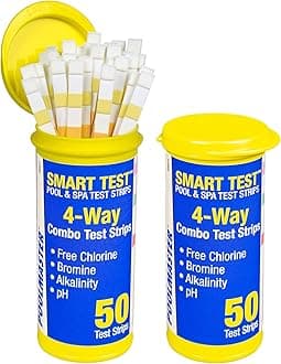 Poolmaster 4-Way Swimming Pool & Spa Test Strips, 100 Count Total, Easy-to-Read Results, Fast, Accurate Chlorine, Bromine, Alkalinity & pH Testing for Pools, Spas & Hot Tubs, Made in the USA