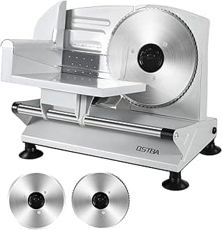 OSTBA Meat Slicer Machine, Two 6.7” Removable Stainless Steel Blades and Food...