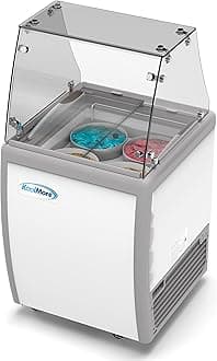 Koolmore 26 inch Commercial Ice Cream Dipping Cabinet Display Case, 4 Large Displayed Tubs, 2 Storing Tube, Sliding Glass Door, Rolling Wheels and Lockable Breaks [5.7 Cu. Ft.] (KM-ICD-26SD) White