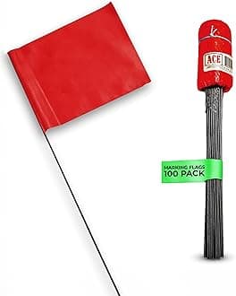 Marking Flags - 4 x 5-Inch Flag on 15-Inch Steel Wire - Fluorescent Red, 100 Pack - Marker Flags for Irrigation, Sprinkler Flags, Lawn Flags, Yard Flags, Garden Flags, Dog Training, Invisible Fence