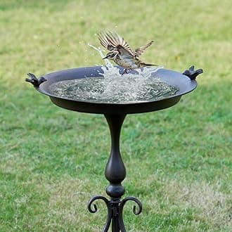 Dia 18" W*28" H Large Metal Bird Bath with Stand, Bird Baths for Outdoors, Metal Birdfeeder,for Garden Yard Decor