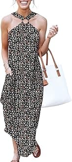 ANRABESS Women's Casual Loose Sundress Long Dress Sleeveless Split Maxi Dresses Summer Beach Dress with Pockets