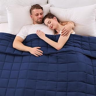King Size Weighted Blanket for Adults (20 lbs, 80” x 87”, Blue) Cooling Heavy Blanket for Sleeping Perfect for 190-210 lbs, Breathable Blanket for Adults & Couple All Season, Machine Washable