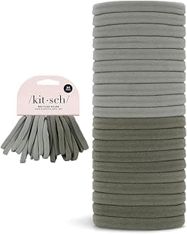 Kitsch Eucalyptus Hair Ties 20pcs No Damage - Hair Bands for women - Strong Stretchy Hairbands & Hair Bobbles - Soft Nylon Hair Elastics, Snag-Free Rubber Bands for Updos & Braids