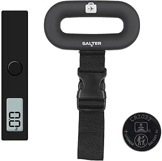 Salter Luggage Scale - Digital Suitcase Weighing Scales, Carry On Baggage Weight, Easy Grip Handle, 40kg / 88 lbs Capacity, Secure Clip Fastening, Lightweight, Includes Battery, Easy Read Display