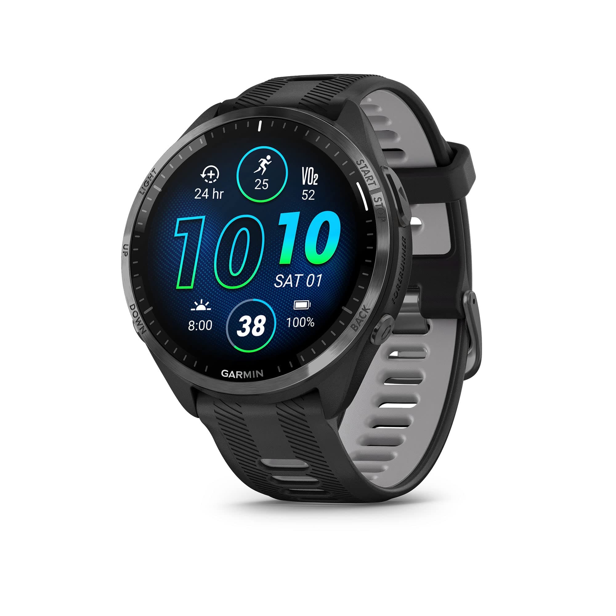 Forerunner® 965 Running Smart Watch, Colorful AMOLED Display, Training Measures and Recovery Information, Black and Powder Grey, 010-02809-00
