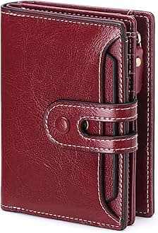 GOIACII Small Wallet Women Rfid Blocking Genuine Leather Compact Bifold Card Holder for Women with Zipper Coin Pocket 2 ID Windows