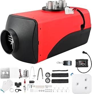 KAX 5KW 12V Diesel Air Heater, Split Type Single Hole Parking Heating w/LCD Switch Monitor Display Remote Control Car Heater for Car Trucks Bus RV and Trailer Black Red