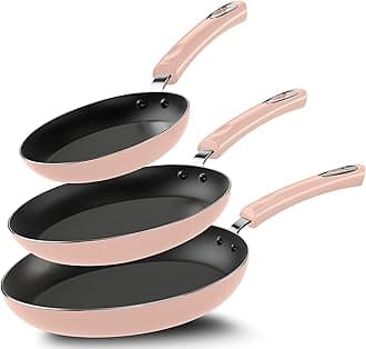 Utopia Kitchen Nonstick Cookware 3 Piece Set, Non-Stick Frying Pans with Induction Bottom, 8, 9.5 & 11 Inches Frying Pans with Bakelite Handles, PFOA Free, Pink & Black