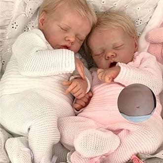 Anano Reborn Twins Girls, 18 Inch Lifelike Reborn Baby Dolls Silicone Full Body Realistic Newborn Baby Doll Twins That Look Real Life Baby Doll Reborns Twin Sisters (Modern)