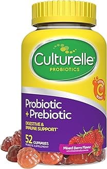 Daily Probiotic Gummies for Men and Women, Probiotic + Prebiotic with Vitamin C Boost, Digestive + Immune Support*, Gluten Free, Non-GMO, Mixed Berry Flavor, 52 Count