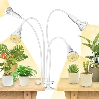 - LED Grow Lights for Indoor Plants, 600W Full Spectrum Clip-on Gooseneck Grow Light with Ceramic Tech.,40W Plant Light for Indoor Growing High PPFD, Lifetime Free Bulb Replacement White, No Timer