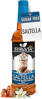 Syruvia Sugar Free Coffee Syrup, SALTELLA Syrup, Vanilla Salted Caramel Flavored Syrup for Drinks, Lattes, and Desserts – 25.4 fl oz