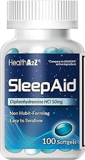 HealthA2Z Sleep Aid, Diphenhydramine Softgels, 50mg, Supports Deeper, Restful Sleeping, Non Habit-Forming (100 Counts)