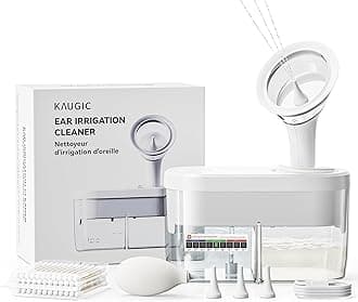 KAUGIC Electric Ear Wax Removal Kit, FSA-HSA-Eligible, Water Powered Ear Irrigation System with Sewage Collection, 4 Clean Modes, Safe & Effective, 3 Ear Tips for Adults