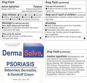 Dermasolve Psoriasis, Seborrheic Dermatitis & Dandruff Cream Formulated to Treat Itchy Flakey Inflamed Skin And Prevent Future Flares to Provide Soothing Moisturizing Relief. (4.0 oz.) 4-Pack