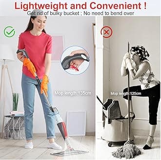 CLDREAM Floor Mop with Refillable Bottle - Wet Dry Flat Mop for Wood, Hardwood, Laminate, Tiles & Kitchen Floor Cleaning with 3 Washable Pads