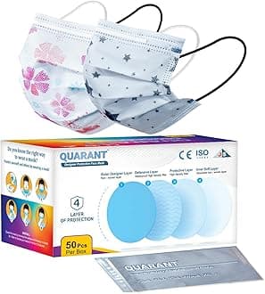 QUARANT Meltblown - Dual SMMS Fabric 4 Ply Designer Protective Face Mask with Nose Clip and Reusable Travel Pouch, Fashion That's Safe (White Combo, Pack of 50) for Unisex