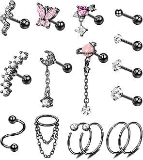 FASACCOHelix Earrings 16G Cartilage Earring Surgical Steel Helix Piercing Jewelry Conch Earrings Cartilage Piercing Jewelry