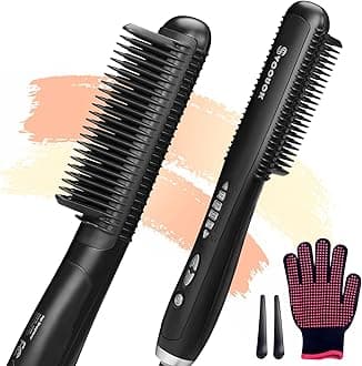 Ceramic Hair Straightener for Black Hair - Anti-Scald Design with 6 Temp Settings & Auto Shut Off, Salon-Quality Heat Protectant Styling Tool (Black)