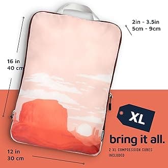 TRIPPED Travel Gear 7 Pack Large Packing Cubes for - Ultra Lightweight Expandable Compression Packing Cubes for Clothes (Landscape)