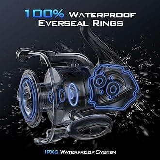 KastKing Kapstan SE Saltwater Spinning Reel - IPX6 100% Waterproof – Up to 55LBs Max Drag Big Game Fishing Reel - 6.2:1 High Speed - CNC Aluminum Body, 5+1+1 Corrosion-Resistance Bearing System - Blue