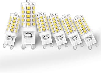 G9 LED Bulb Dimmable 5W 4000K Natural White, Replace G9 40W Halogen Equivalent, AC120V G9 Bipin Base LED Bulbs for Chandelier Pendant Light, 0-100% Dimmable, No Flicker, 400LM(6pack)