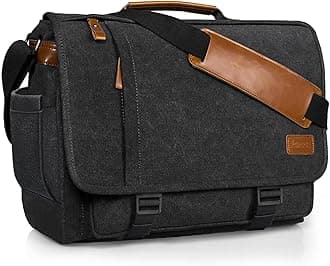 15.6-17.3 Inch Laptop Messenger Bag for Work School,Mens Water Resistant Canvas Crossbody Shoulder Bag