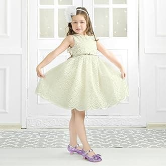 PANDANINJIA Girls Toddler/Little Kid Jada Dress Mary Jane Pumps Bow Low Heels Party Wedding Princess Shoes