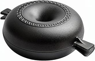 HomeEssentials Cast Iron Roaster & Garlic Baker Set - Non-Stick Grill Pot | Sweet Potato Pot | Cast Iron Garlic Roaster for Kitchen | BBQ, Picnic | Rust Resistant | Griller | Stone Pot, 22cm (Black)