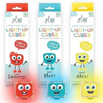 Glo Pals Water-Activated Light-Up Cubes Bundle for Sensory Play – 12 Pack (Primary Pals)