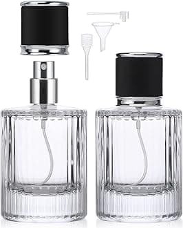 Segbeauty Refillable Perfume Bottle Travel, 50ml Cologne Atomizer Sprayer Empty, 2 Pack Vintage Perfume Bottles Glass Fine Mist Spray Bottle Toiletries Sample Container for Dispensing Frangrance