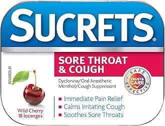 Sore Throat Lozenges, Wild Cherry Flavor, 18 Count