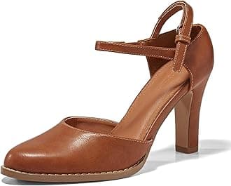 Womens Chunky High Heels Closed Pointed Toe Ankle Strap Pumps Vintage D'Orsay Dress Party Shoes