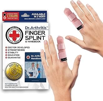 Dr. Arthritis Doctor Developed Finger Splint Trigger Finger Brace - Braces, Splints & Supports Index,Middle, Ring & Pinky Finger - Padded Finger Splints for Straightening (Pink, S/M, 2 Pack)
